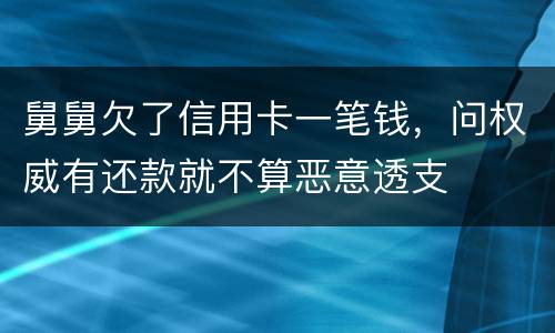 舅舅欠了信用卡一笔钱，问权威有还款就不算恶意透支