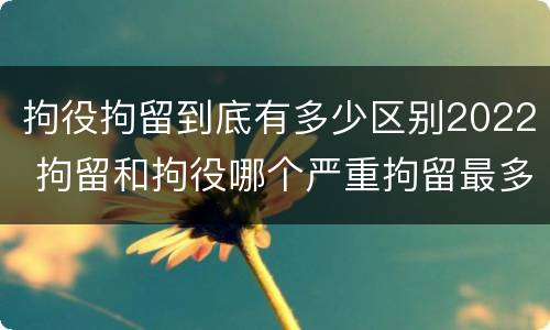 拘役拘留到底有多少区别2022 拘留和拘役哪个严重拘留最多多少天