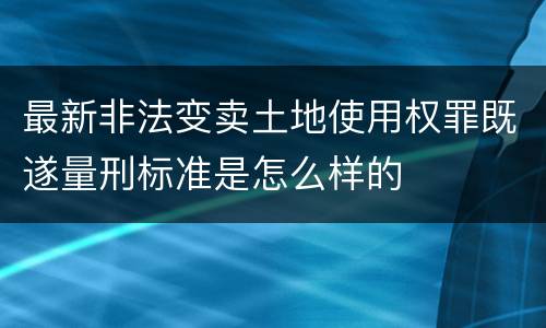 最新非法变卖土地使用权罪既遂量刑标准是怎么样的