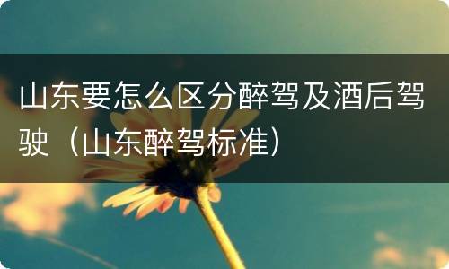 山东要怎么区分醉驾及酒后驾驶（山东醉驾标准）