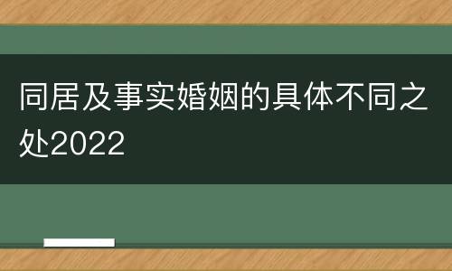 同居及事实婚姻的具体不同之处2022