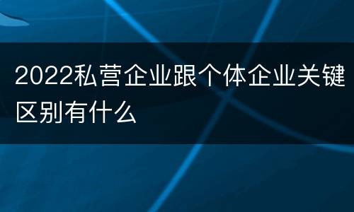2022私营企业跟个体企业关键区别有什么