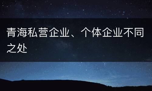 青海私营企业、个体企业不同之处