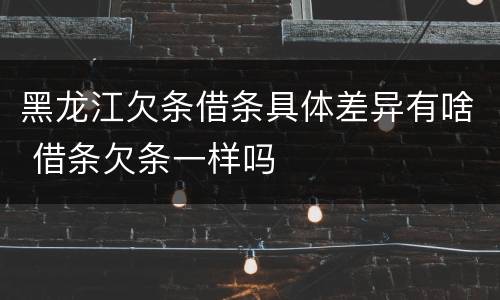 黑龙江欠条借条具体差异有啥 借条欠条一样吗