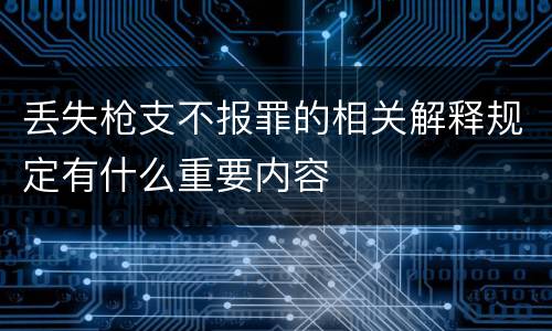 丢失枪支不报罪的相关解释规定有什么重要内容
