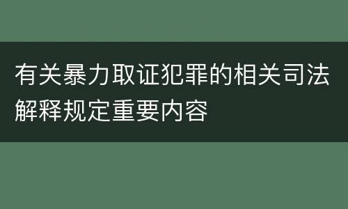 有关暴力取证犯罪的相关司法解释规定重要内容