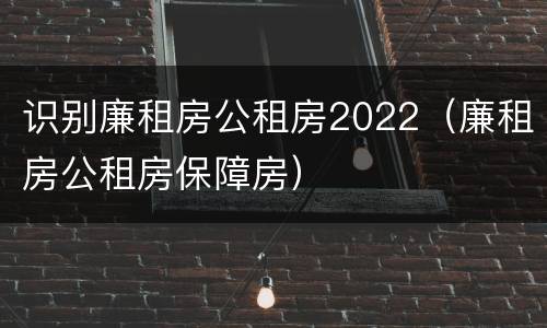 识别廉租房公租房2022（廉租房公租房保障房）
