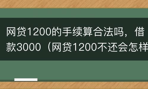 网贷1200的手续算合法吗，借款3000（网贷1200不还会怎样）