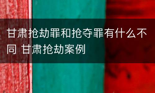甘肃抢劫罪和抢夺罪有什么不同 甘肃抢劫案例