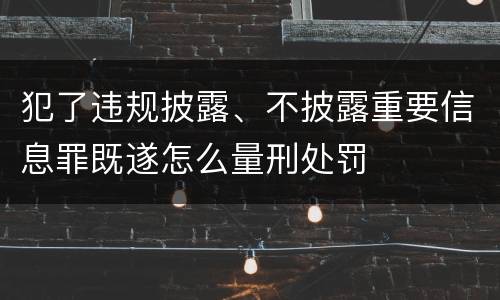 犯了违规披露、不披露重要信息罪既遂怎么量刑处罚