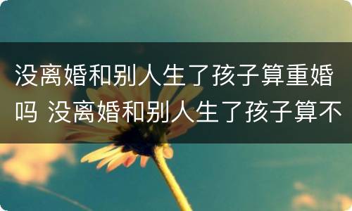 没离婚和别人生了孩子算重婚吗 没离婚和别人生了孩子算不算重婚
