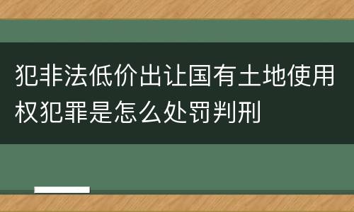 犯非法低价出让国有土地使用权犯罪是怎么处罚判刑