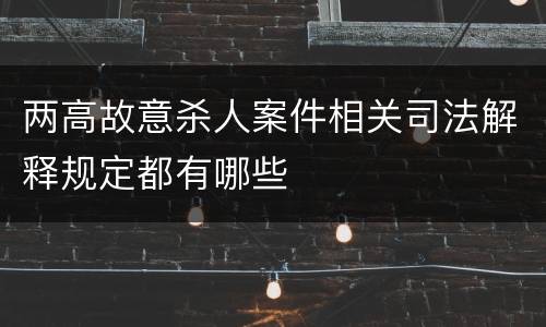 两高故意杀人案件相关司法解释规定都有哪些