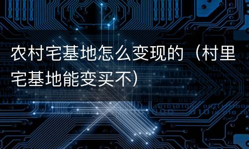 农村宅基地怎么变现的（村里宅基地能变买不）
