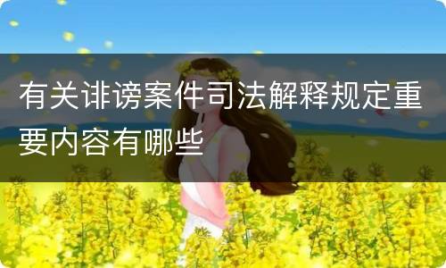 有关诽谤案件司法解释规定重要内容有哪些