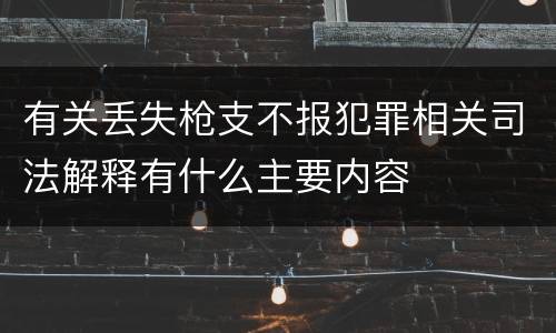 有关丢失枪支不报犯罪相关司法解释有什么主要内容