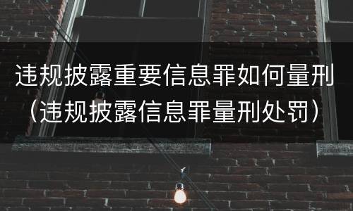 违规披露重要信息罪如何量刑（违规披露信息罪量刑处罚）