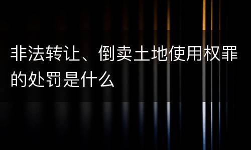 非法转让、倒卖土地使用权罪的处罚是什么