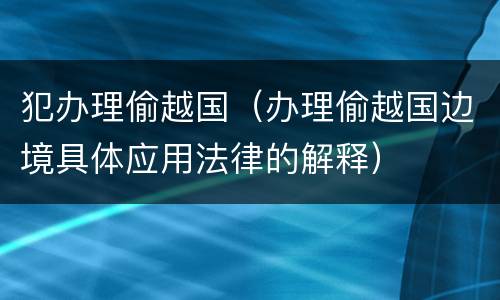 犯办理偷越国（办理偷越国边境具体应用法律的解释）