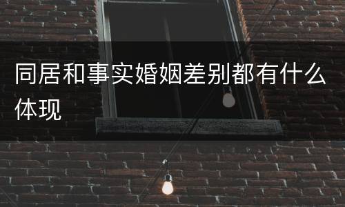 同居和事实婚姻差别都有什么体现