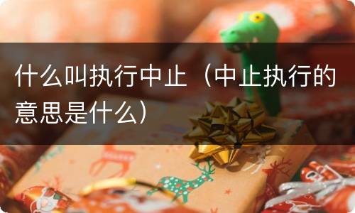 什么叫执行中止（中止执行的意思是什么）