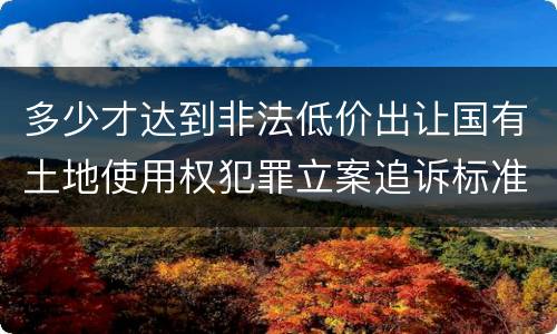 多少才达到非法低价出让国有土地使用权犯罪立案追诉标准