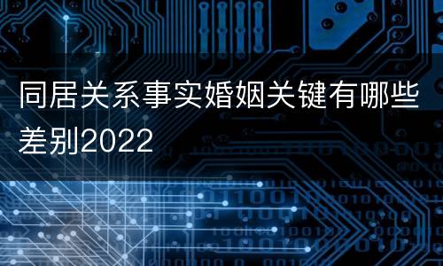 同居关系事实婚姻关键有哪些差别2022