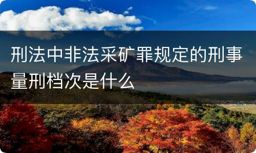 刑法中非法采矿罪规定的刑事量刑档次是什么