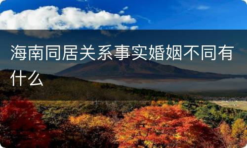 海南同居关系事实婚姻不同有什么