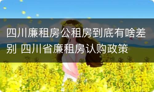 四川廉租房公租房到底有啥差别 四川省廉租房认购政策