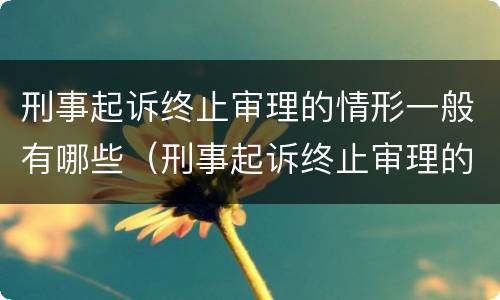 刑事起诉终止审理的情形一般有哪些（刑事起诉终止审理的情形一般有哪些内容）