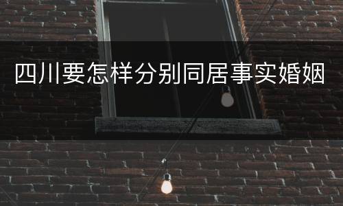 四川要怎样分别同居事实婚姻