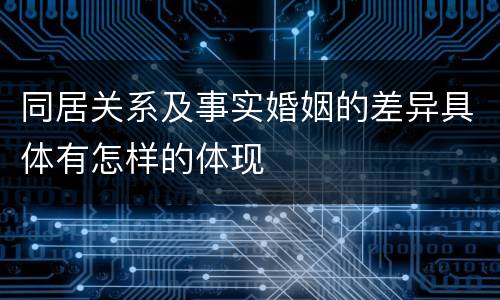 同居关系及事实婚姻的差异具体有怎样的体现