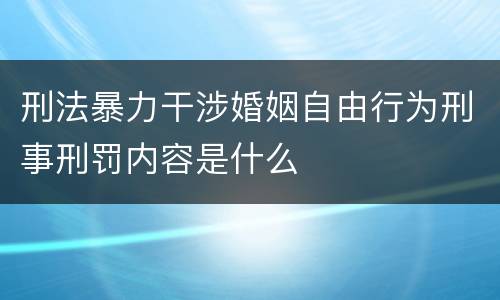 刑法暴力干涉婚姻自由行为刑事刑罚内容是什么