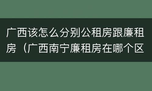 广西该怎么分别公租房跟廉租房（广西南宁廉租房在哪个区域）