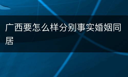 广西要怎么样分别事实婚姻同居