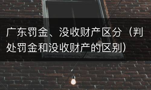 广东罚金、没收财产区分（判处罚金和没收财产的区别）