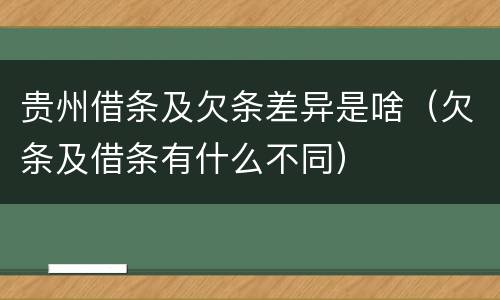 贵州借条及欠条差异是啥（欠条及借条有什么不同）