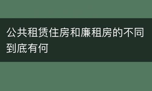 公共租赁住房和廉租房的不同到底有何
