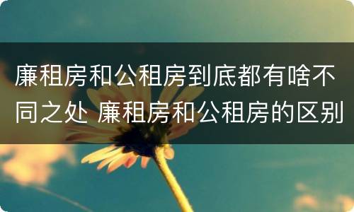 廉租房和公租房到底都有啥不同之处 廉租房和公租房的区别在哪
