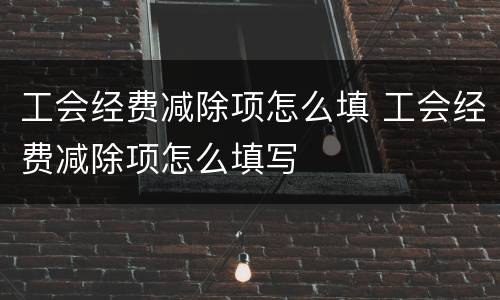 工会经费减除项怎么填 工会经费减除项怎么填写