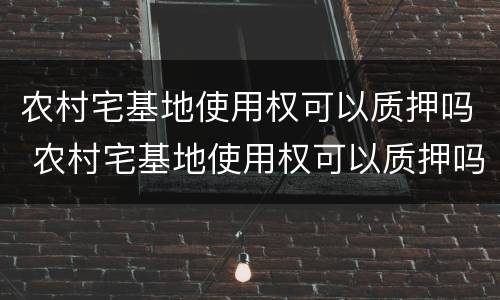 农村宅基地使用权可以质押吗 农村宅基地使用权可以质押吗多少年