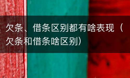 欠条、借条区别都有啥表现（欠条和借条啥区别）