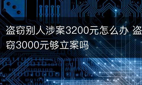 盗窃别人涉案3200元怎么办 盗窃3000元够立案吗