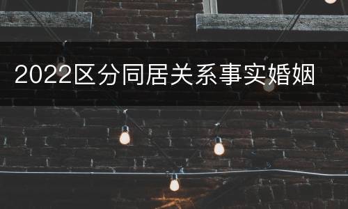 2022区分同居关系事实婚姻