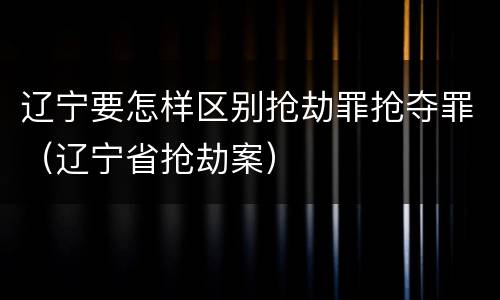 辽宁要怎样区别抢劫罪抢夺罪（辽宁省抢劫案）