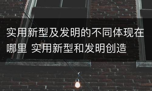 实用新型及发明的不同体现在哪里 实用新型和发明创造