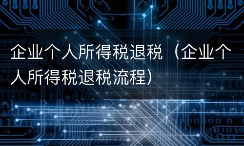 企业个人所得税退税（企业个人所得税退税流程）