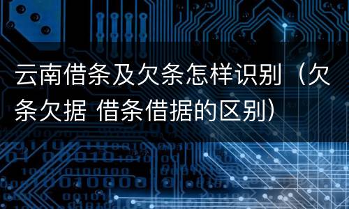 云南借条及欠条怎样识别（欠条欠据 借条借据的区别）