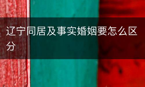 辽宁同居及事实婚姻要怎么区分